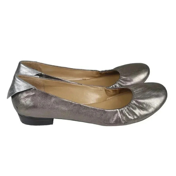 Nine West Metallic Gold Silver Ballet Flat Leather Round Toe Shoes Size 7 - Picture 7 of 14